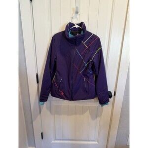 Spyder Womens 10 Purple Ski Jacket PrimaLoft Insulated Neon Piping Winter Coat